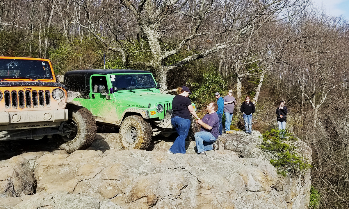 Engagement and Broken Xterra at Windrock Park in TN